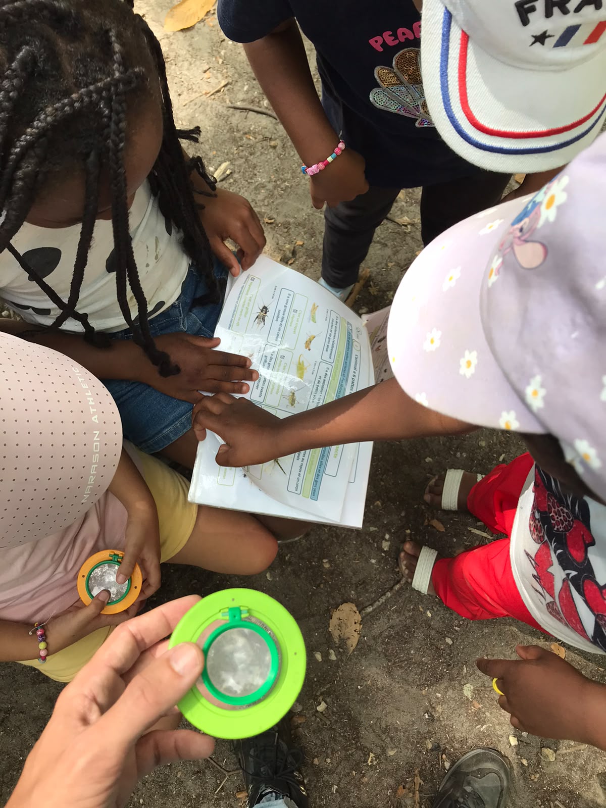 Des enfants collaborent lors d’une activité du Club Nature.